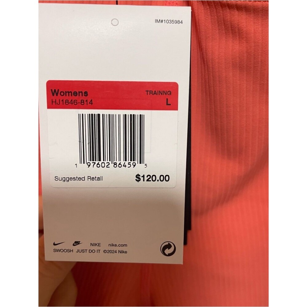 Nike Zenvy Rib Women's High-Waisted Full-Length Flared Leggings coral size L NWT - Picture 10 of 12